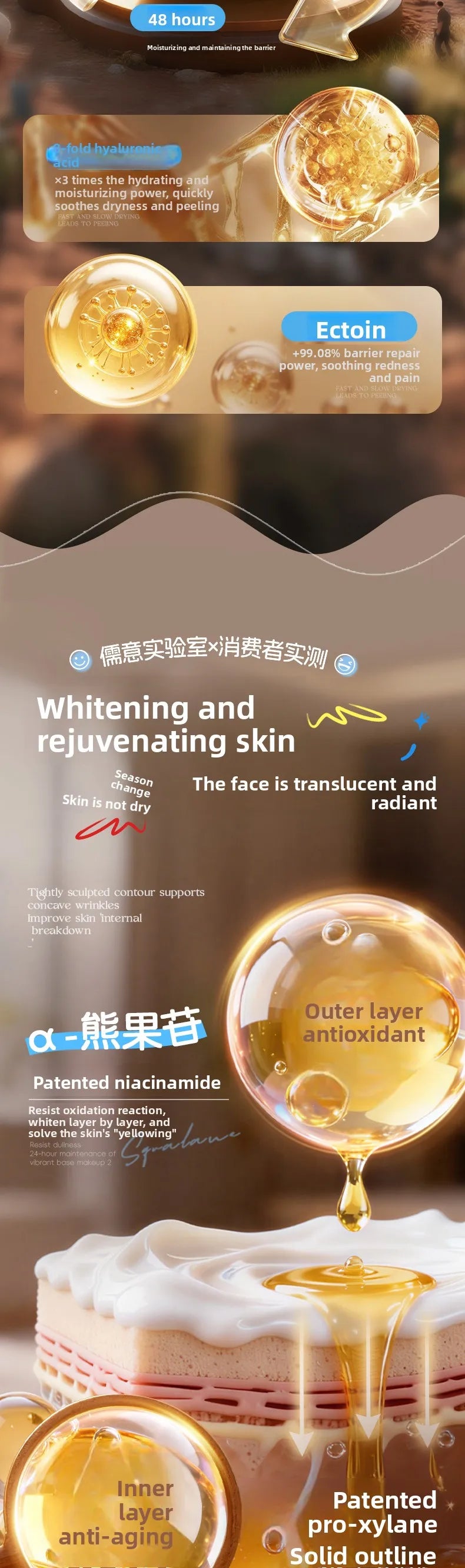 Ruyi Vitamin E Niacinamide Face Cream Soothing Repair Deep Hydrating Brightening Moisturizer for All Skin Daily Care 500g