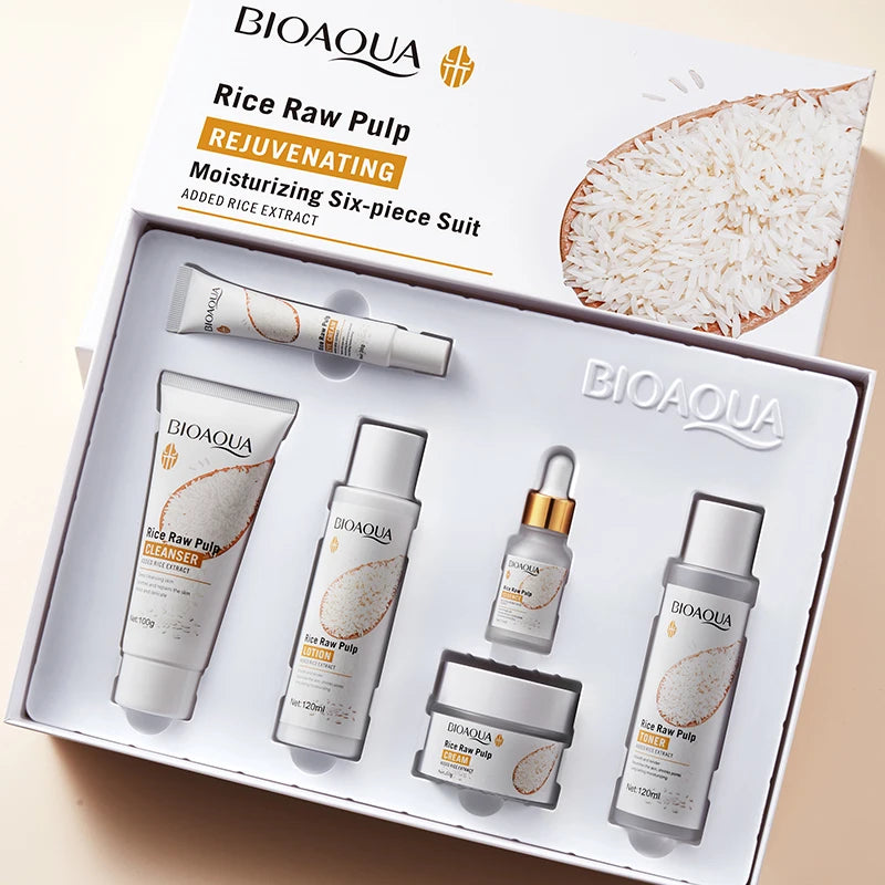 Sakura brightening face skincare set with six pieces