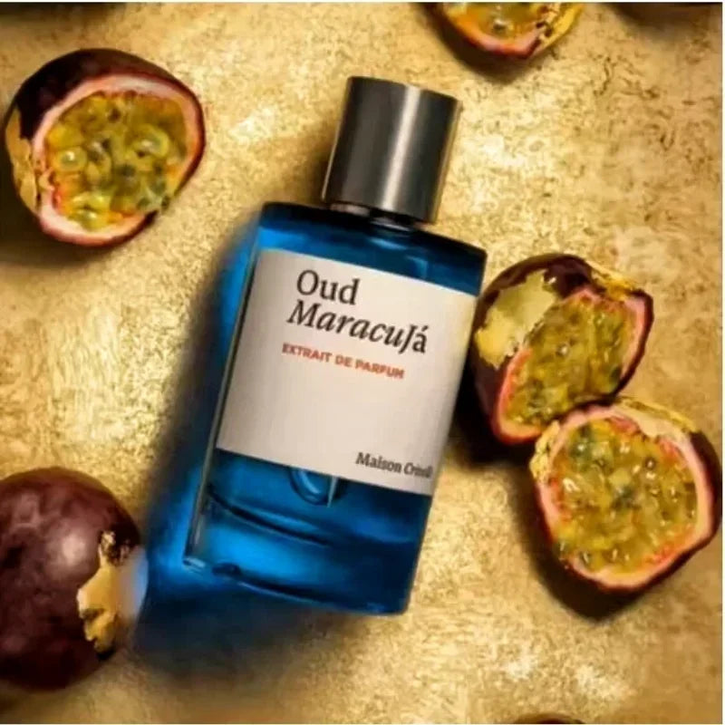 SkinSwaag Beauty Oud Maracuja Floral Unisex Eau de Parfum — oud + maracuja + floral — ingredients on packaging on white background