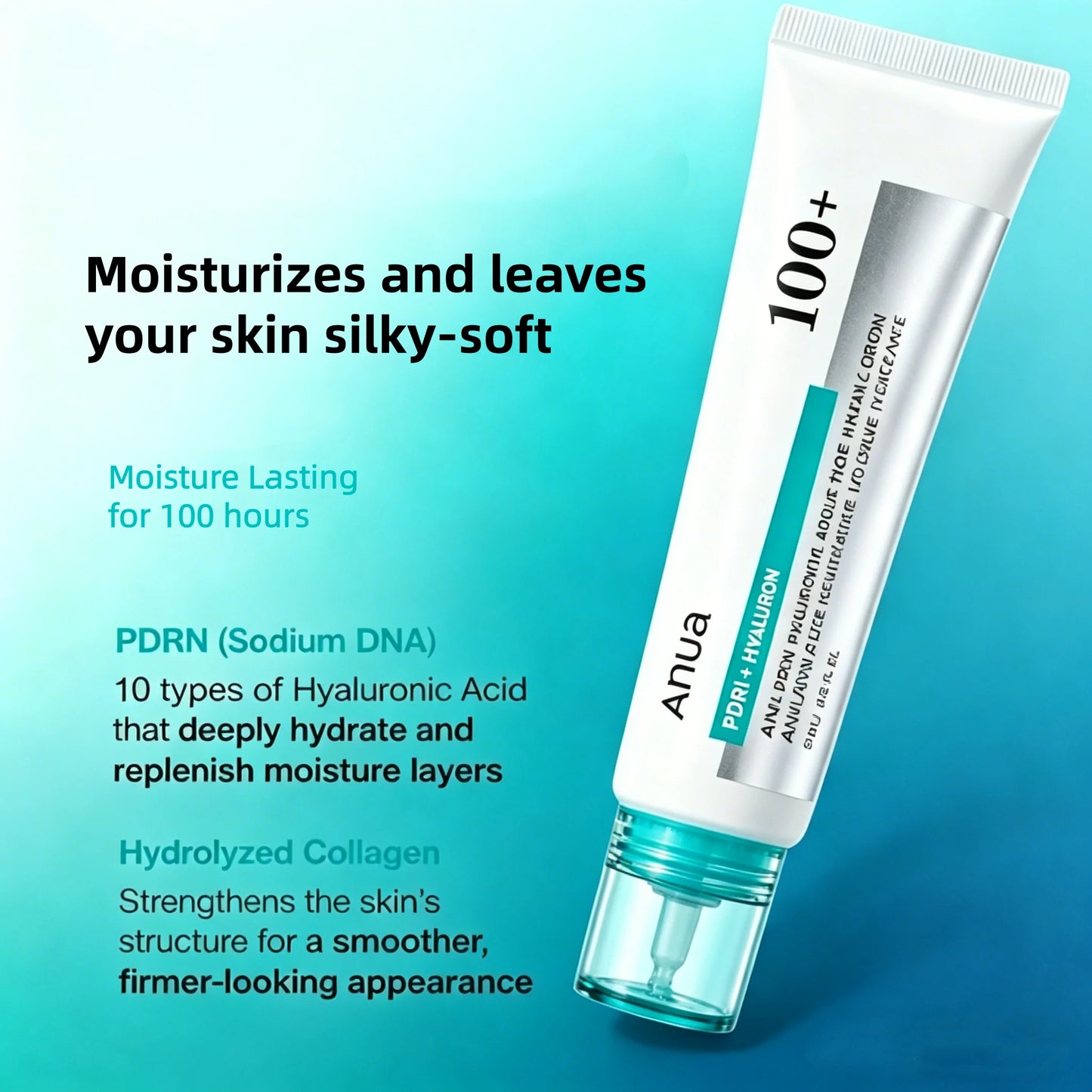 Anua PDRN Hyaluronic Acid 100 Cream — PDRN & Hyaluronic Acid — Open jar showing cream texture