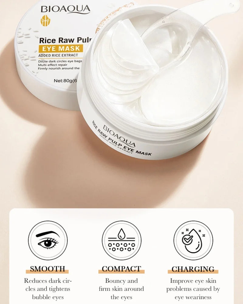 Rice extract firming eye mask packaging with under-eye patches