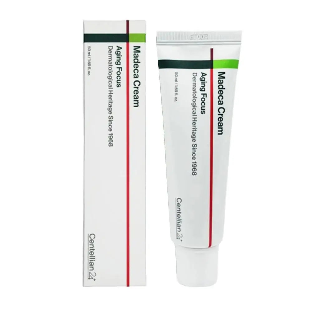 Centellian 24 Madeca Cream Whitening Moisturizer — Madeca & Centella Asiatica — Complete product and packaging set view