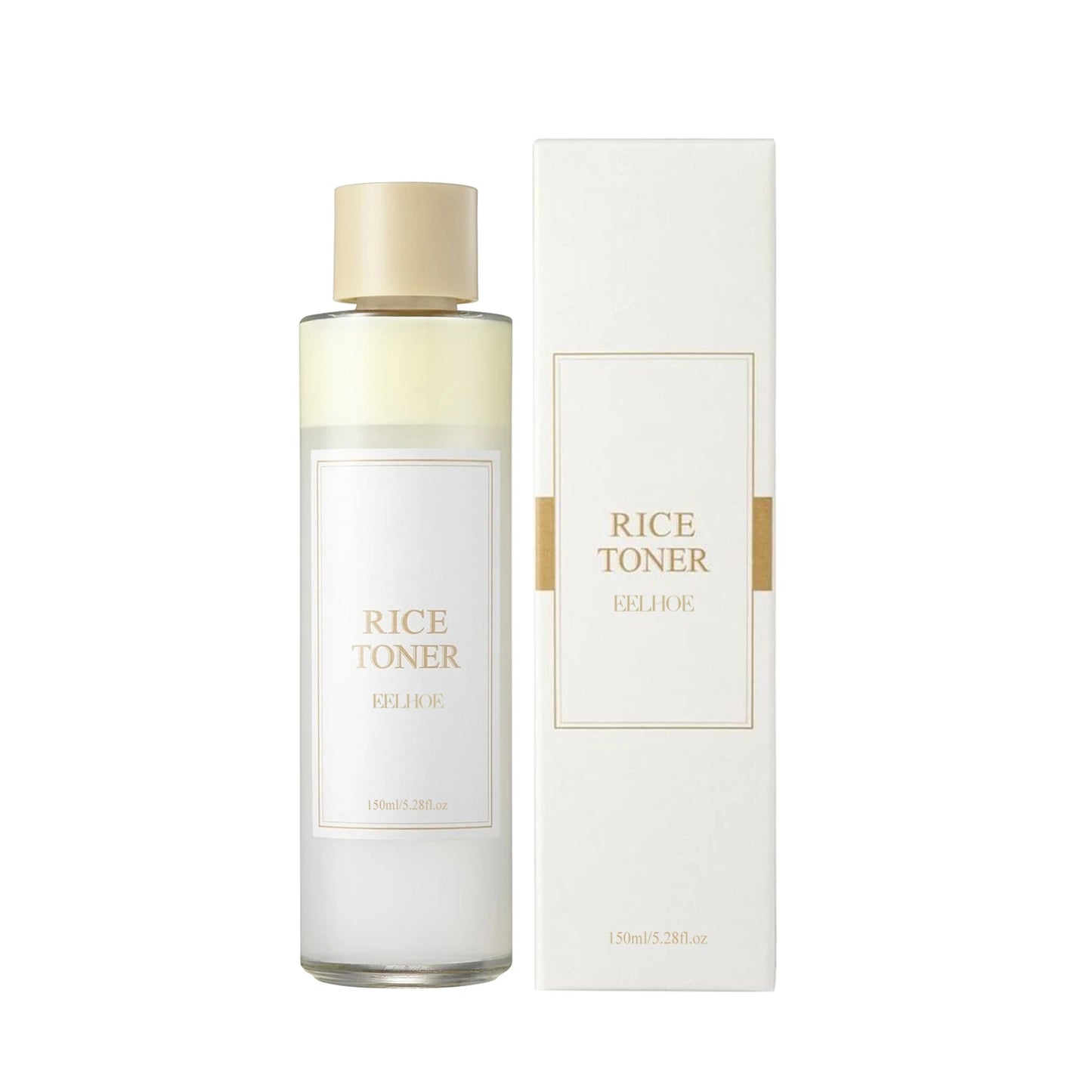 Skincare toner bottle featuring rice water and niacinamide for brightening and barrier support