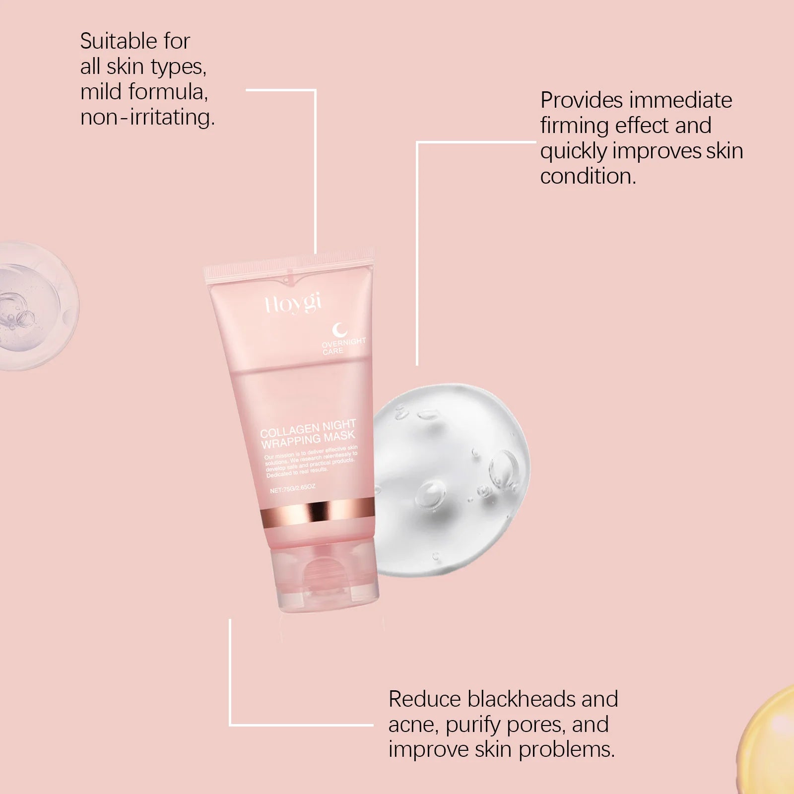 HOYGI Collagen Firming Brightening Peel Mask — collagen — tube and box side by side on white background