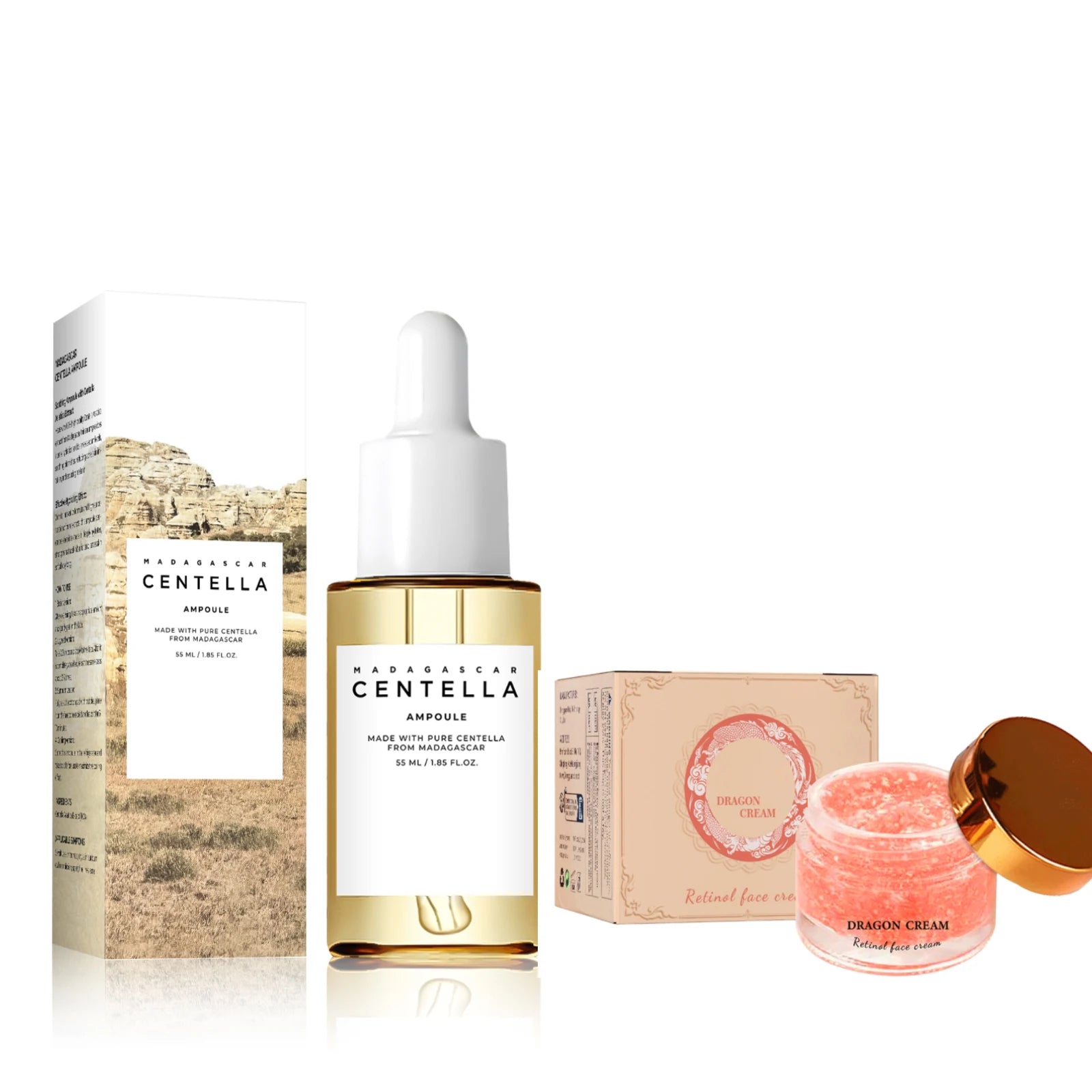 Brightening ampoule serum bottle with dropper and centella niacinamide formula