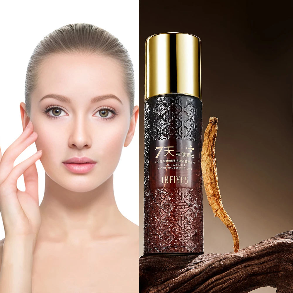INFIYES Ginseng Bird's Nest Firming Essence Toner — Ginseng & Bird's Nest — Before and after 7-day anti-wrinkle results