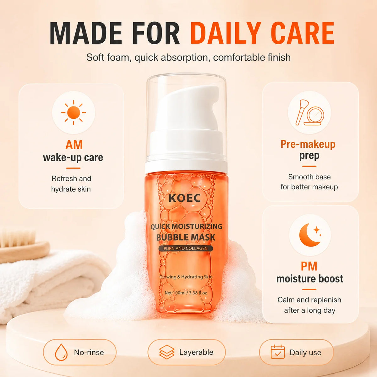 KOEC Quick Moisturizing Bubble Mask — 100 ml — product gallery image 4