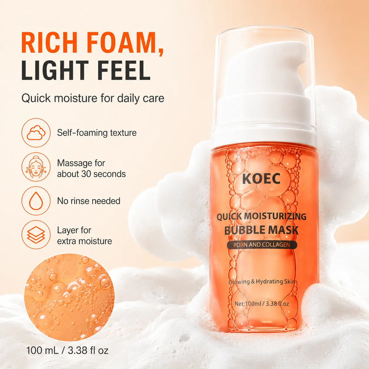 KOEC Quick Moisturizing Bubble Mask — 100 ml — product gallery image 2
