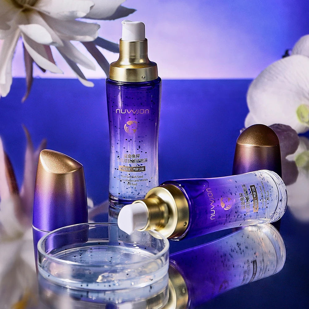 NUWJON Blue Goldfish Seed Active Collagen Anti Wrinkle Cell Liquid Moisturizing Refreshing Soft Face Care Essence Beauty Skincare  50ml