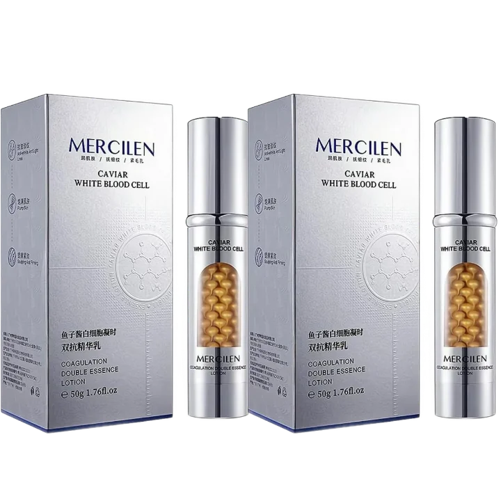 MERCILEN Firming Facial Moisturizing Serum — Firming & Elasticity — Product benefits and anti-aging infographic