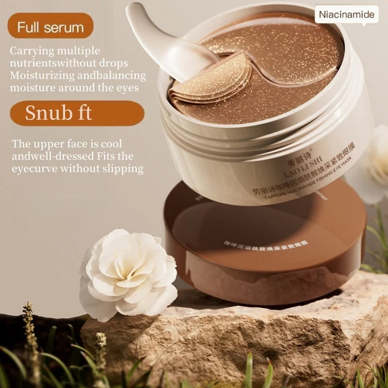 Eye mask patches enriched with caffeine and nicotinamide to firm under-eye skin