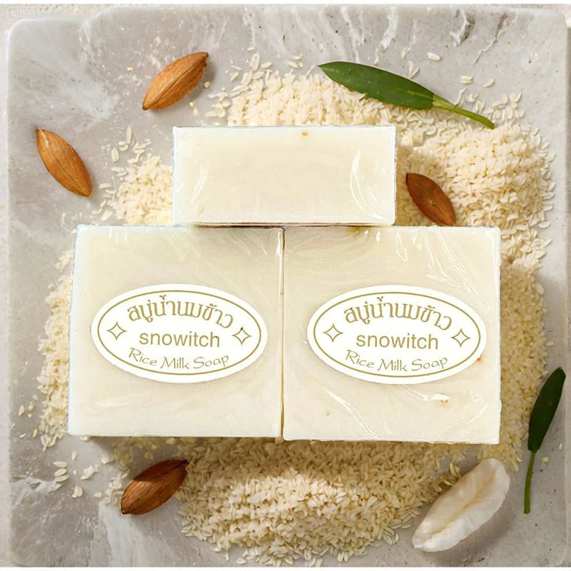 Creamy rice milk soap bar with soft lather for gentle moisturizing