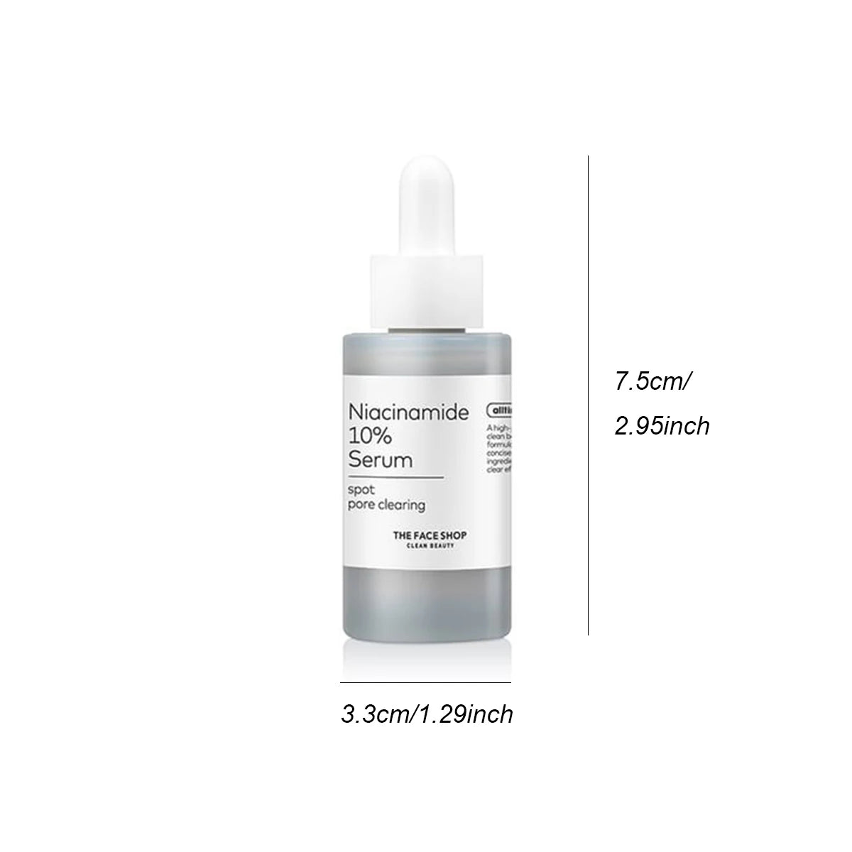 Niacinamide 10% facial serum bottle with dropper