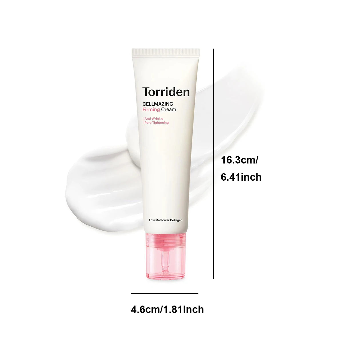 Jar of low molecular collagen firming cream for lifting, plumping, and barrier strengthening