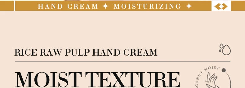 White rice hand cream tube for whitening and nourishing hands, anti-aging skin care