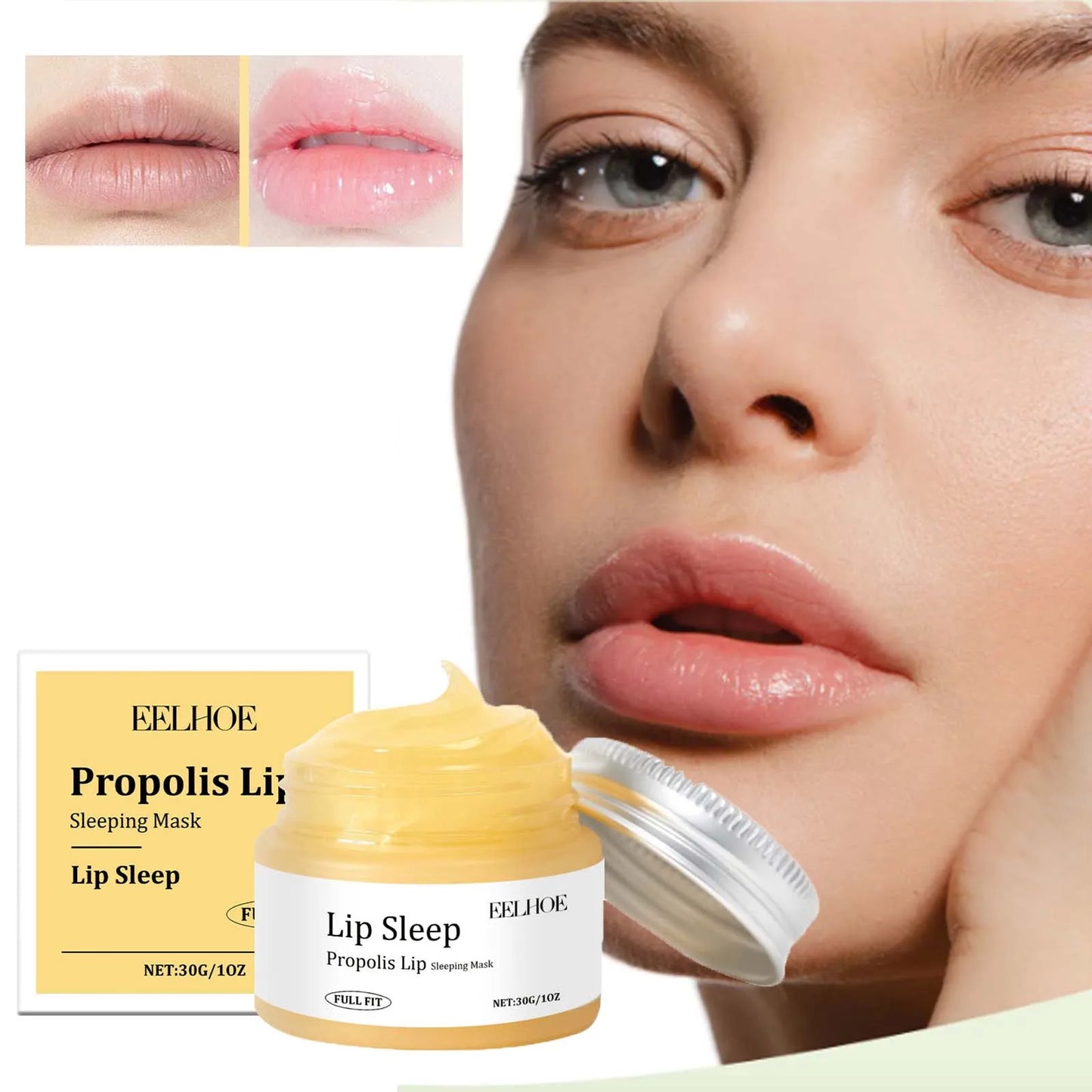 HOYGI — Propolis Lip Sleeping Mask — Product packaging front detail with label