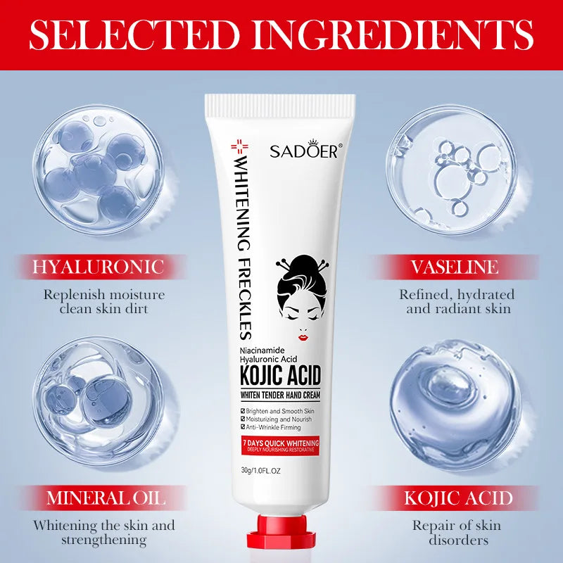 Kojic acid brightening nourishing hand cream tube