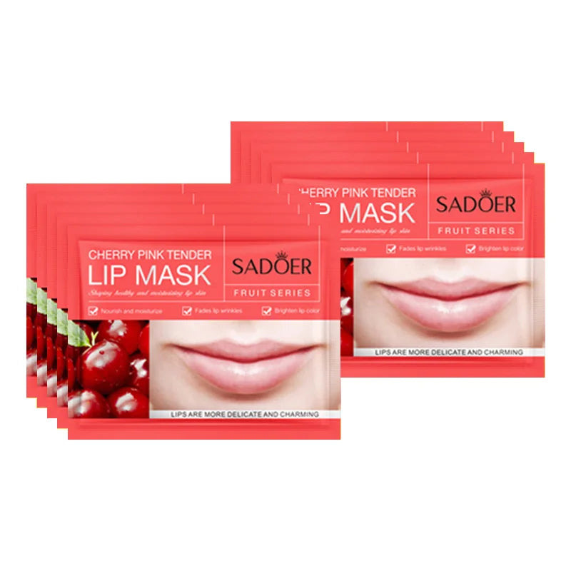 SADOER Fruit & Collagen Crystal Gel Lip Mask — Collagen & Fruit Extract — Product packaging back with ingredients