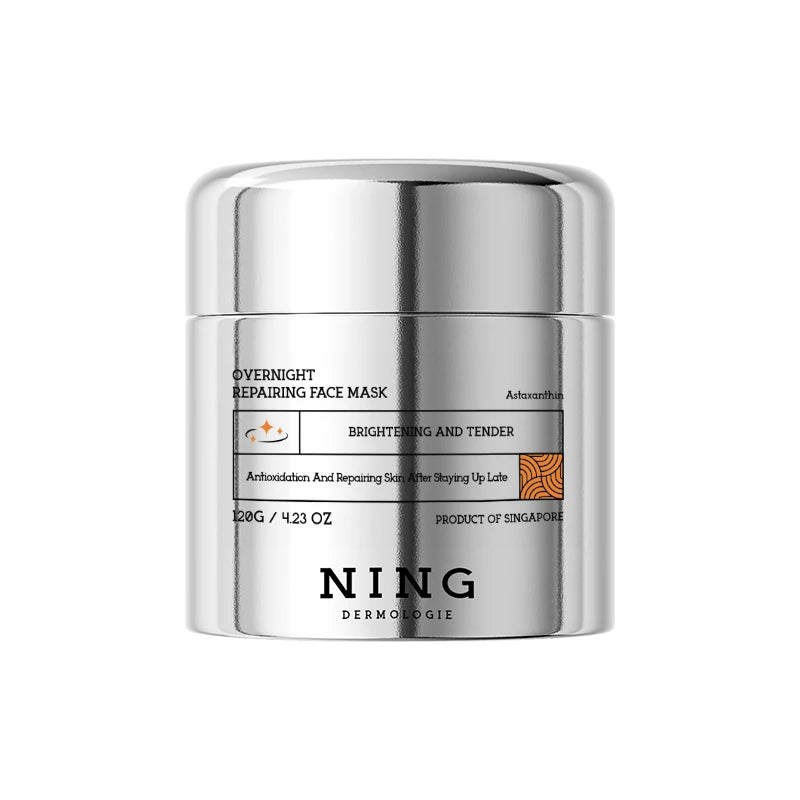 Overnight repair mask jar with astaxanthin and niacinamide skincare ingredients