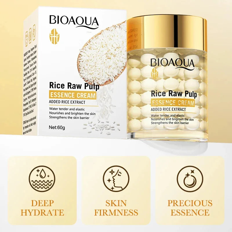Cosmetic jar of rice brightening firming moisturizer