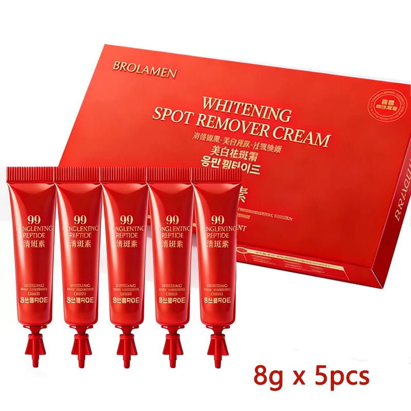Set of 5 face whitening spot remover cream tubes for brightening skincare