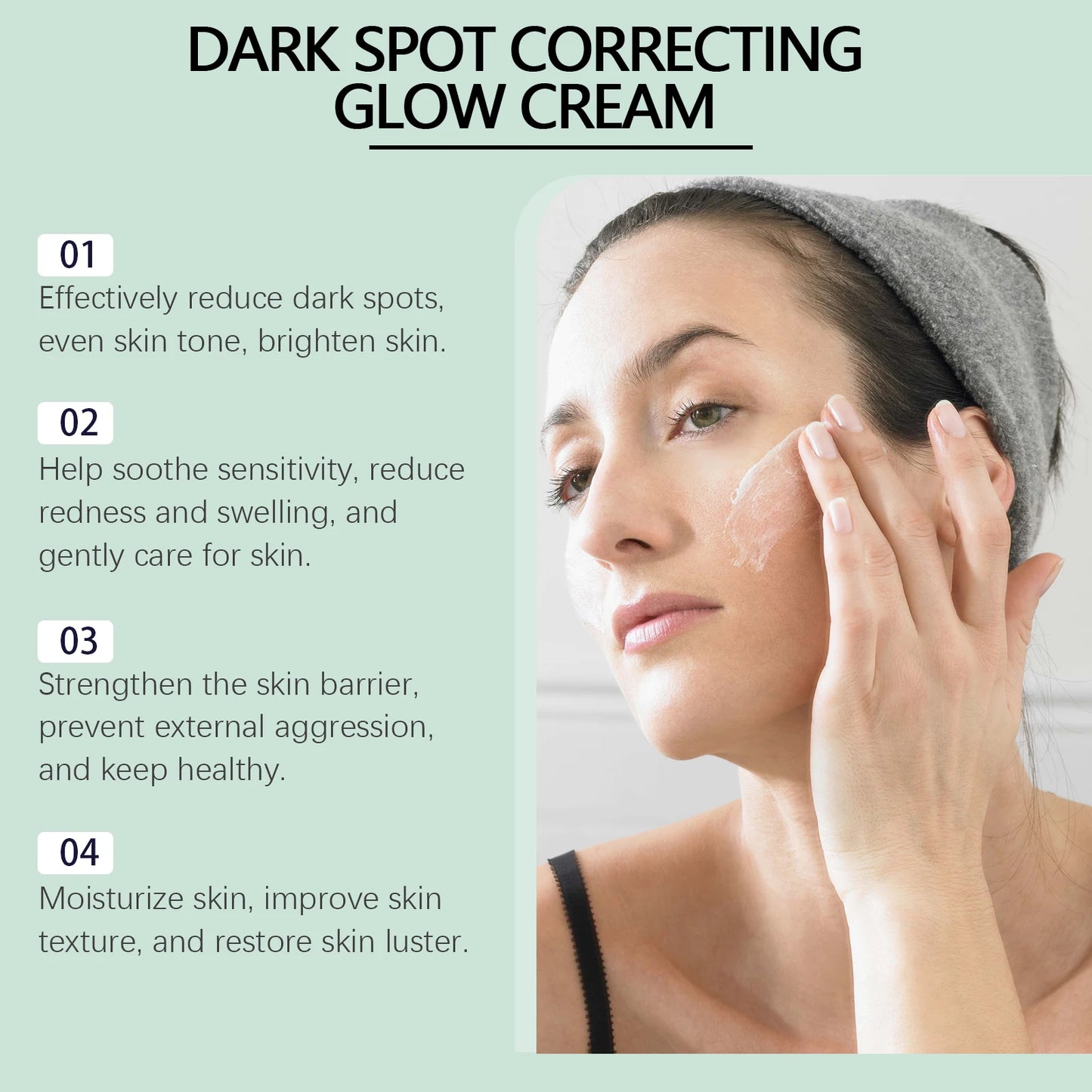 Jar of dark spot correcting face cream for brightening and hydrating skin.