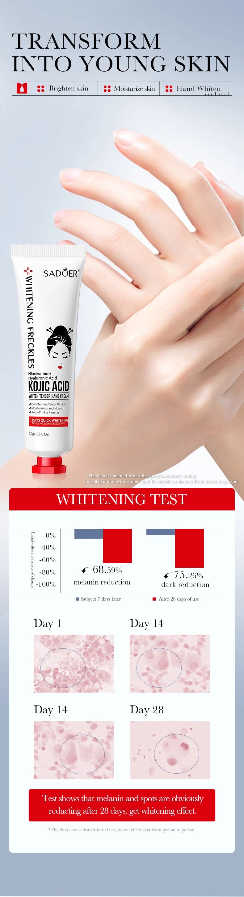 Kojic acid brightening and nourishing hand cream tube