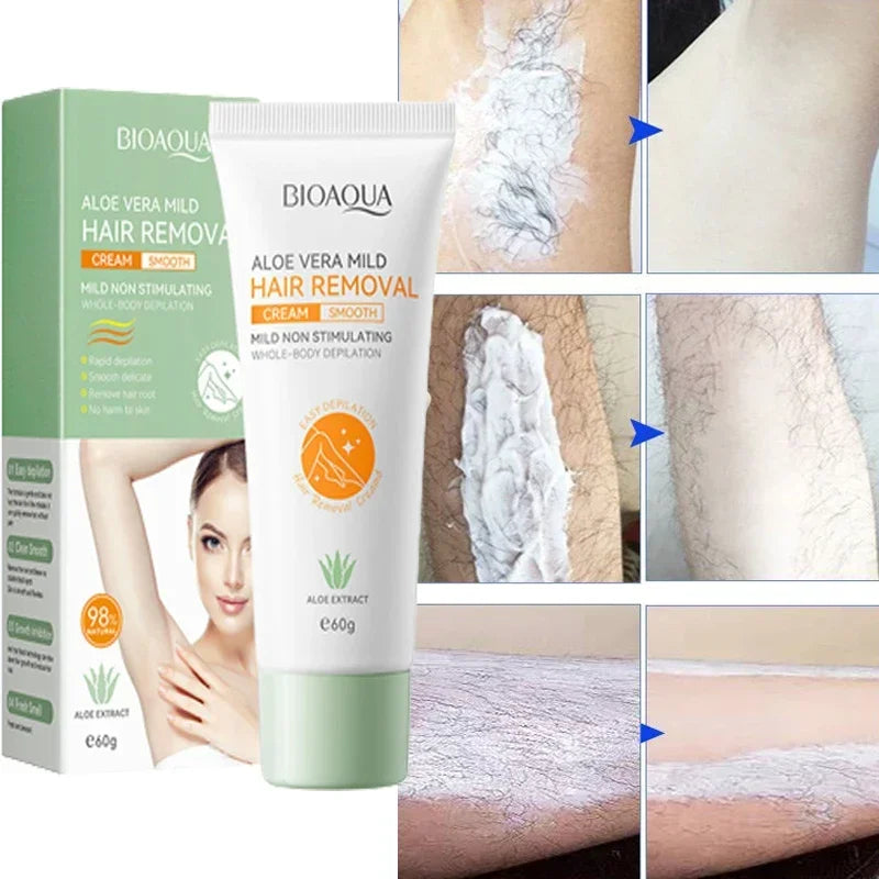 BIOAQUA Aloe Vera Gentle Hair Removal Cream — Aloe Vera — Before and after hair removal results