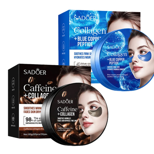 SADOER Collagen & Caffeine Crystal Eye Mask Patches - Anti-Dark Circle, De-Puffing & Moisturizing Eye Bag Remover