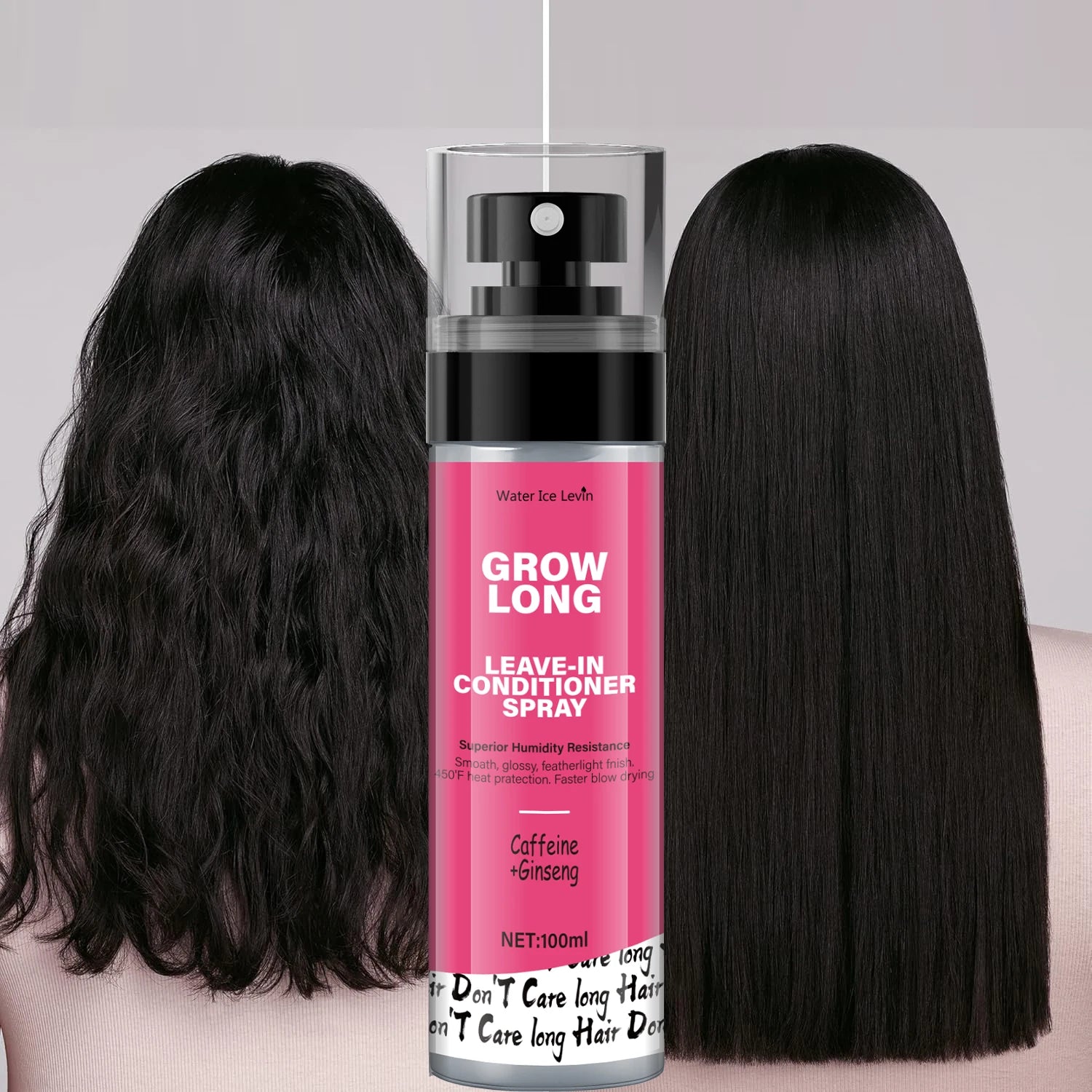 Leave-in spray bottle with biotin and vitamin E