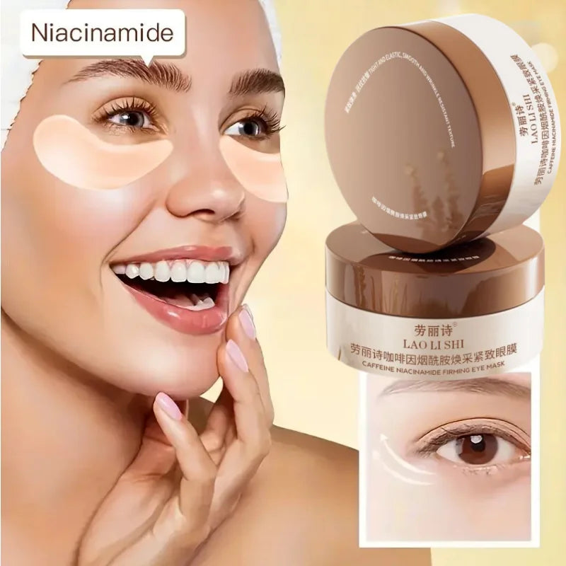 Eye mask patches enriched with caffeine and nicotinamide to firm under-eye skin