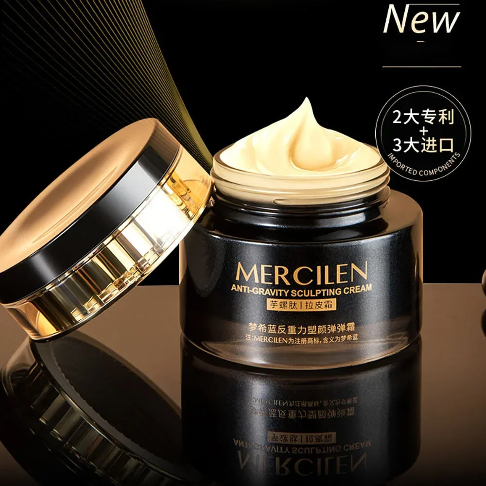 MERCILEN Conopeptide Anti-Gravity Lifting Face Cream — Conopeptide — Black jar with metallic gold lid on white background