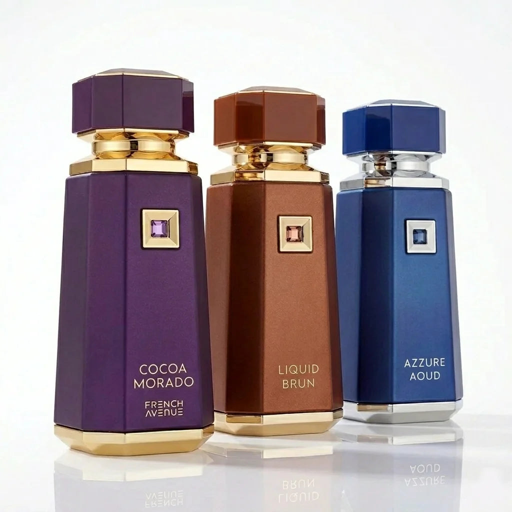 Fragrance World French Avenue EDP — oud + woody + vanilla — product box packaging