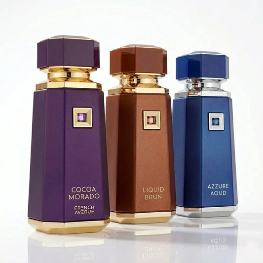 Fragrance World French Avenue EDP — oud + woody + vanilla — product box packaging