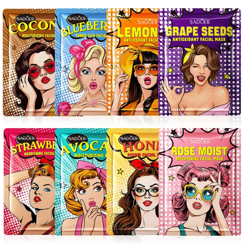 SADOER Fruit Extract Moisturizing & Brightening Facial Mask — fruit extracts — packaging box on white background