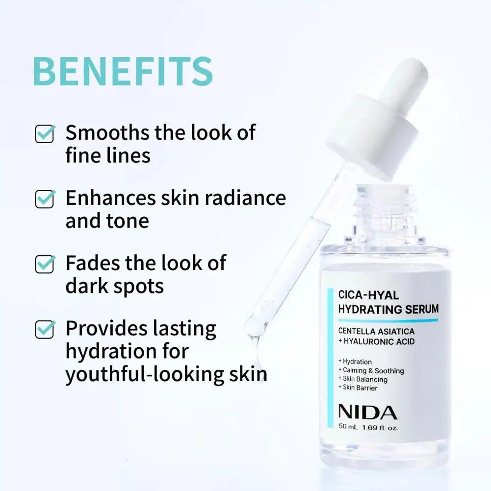 NIDA CICA-HYAL Deep Moisturizing Essence — CICA & Hyaluronic Acid — Dropper and essence texture detail