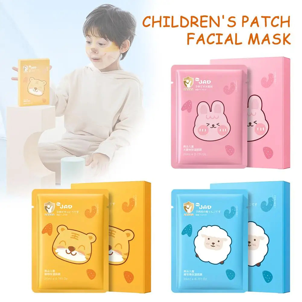 Children's face mask with cute cartoon animal design for gentle moisturizing