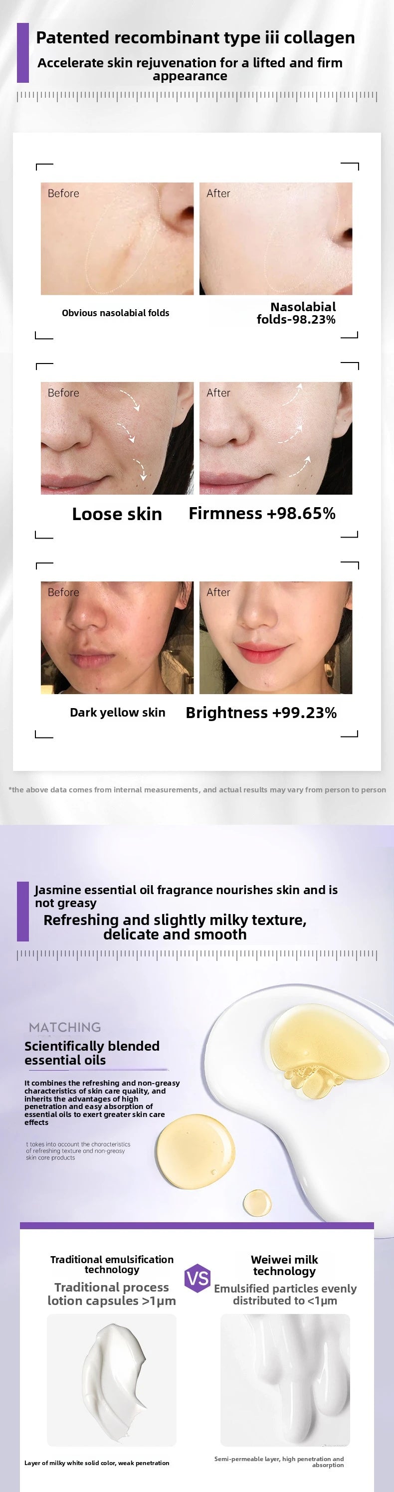 Face serum bottle for brightening skin with pro-xylane and arbutin