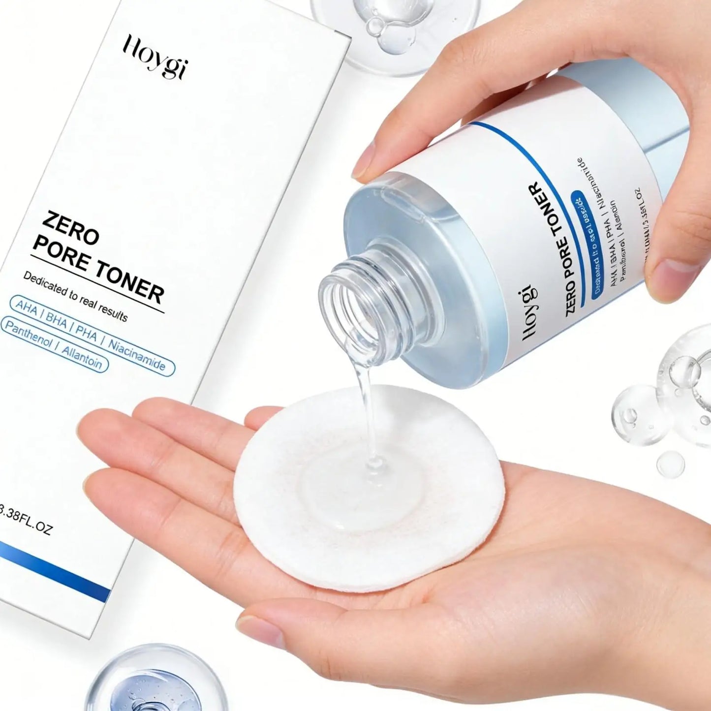 HOYGI — AHA BHA Pore Toner — Product packaging front detail with label
