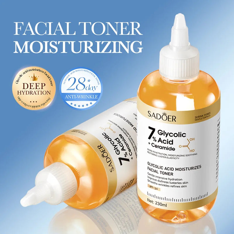 Glycolic acid 7% facial toner bottle for firming and pore-refining