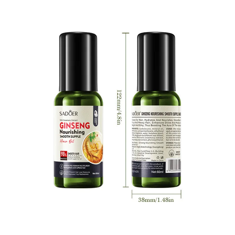 Bottle of ginseng hair oil for scalp activation and nourishment