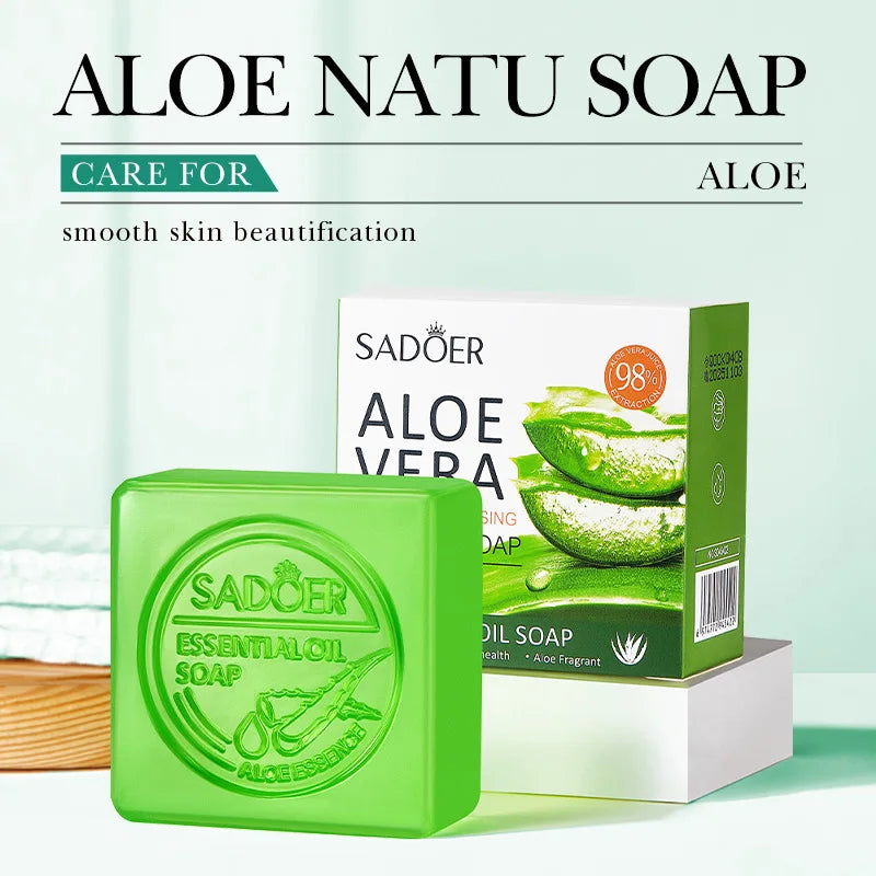 Aloe vera facial cleansing soap bar with foamy lather, moisturizing and oil control properties