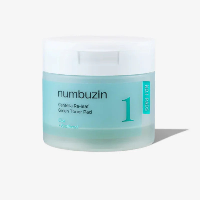 Soothing skincare set with B5 serum, calming toner, hyaluronic mask, and centella toner pads