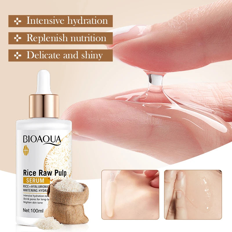White rice niacinamide brightening face serum bottle for moisturizing and firming facial skin