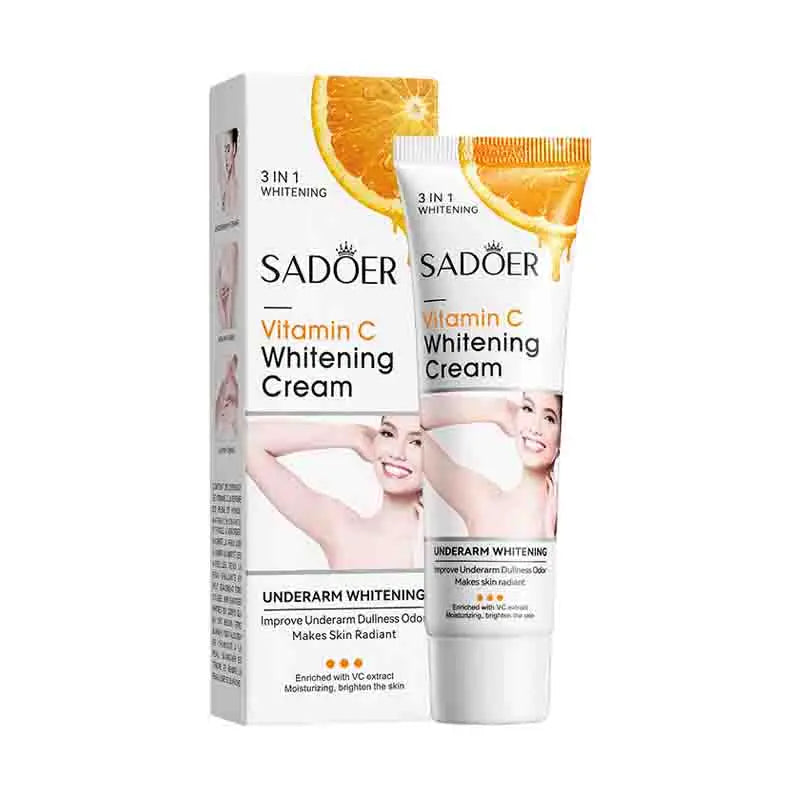 SADOER Vitamin C Nourishing Brightening Body Lotion — vitamin C — before and after result on white background