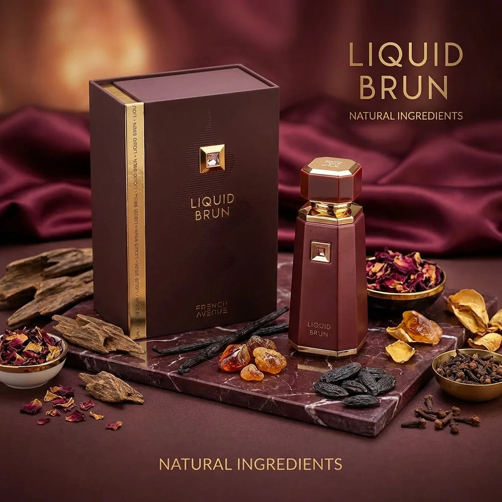 Fragrance World French Avenue EDP — oud + woody + vanilla — bottle on dark background