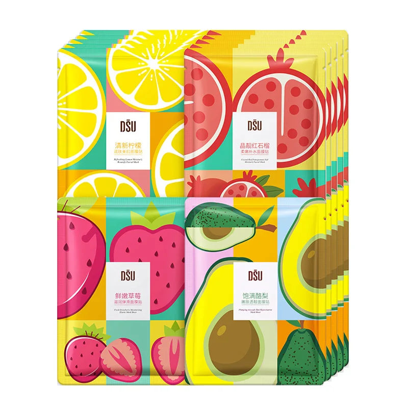 Assorted botanical sheet masks with aloe, seaweed and green tea for hydrating and brightening facial care