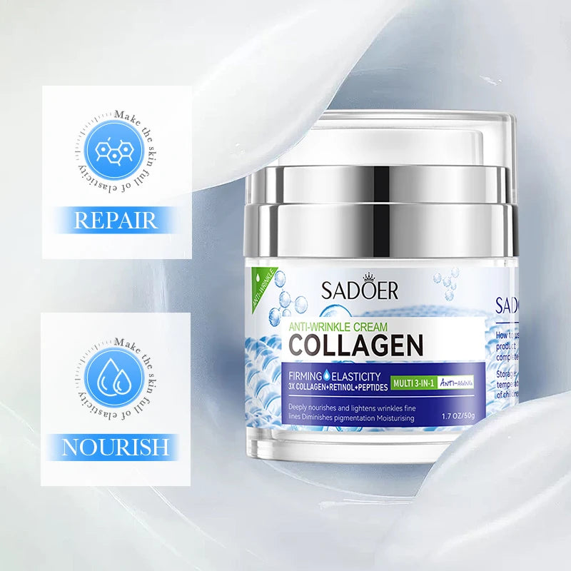 Vitamin C collagen brightening face cream jar for moisturizing, hydrating and firming facial skin