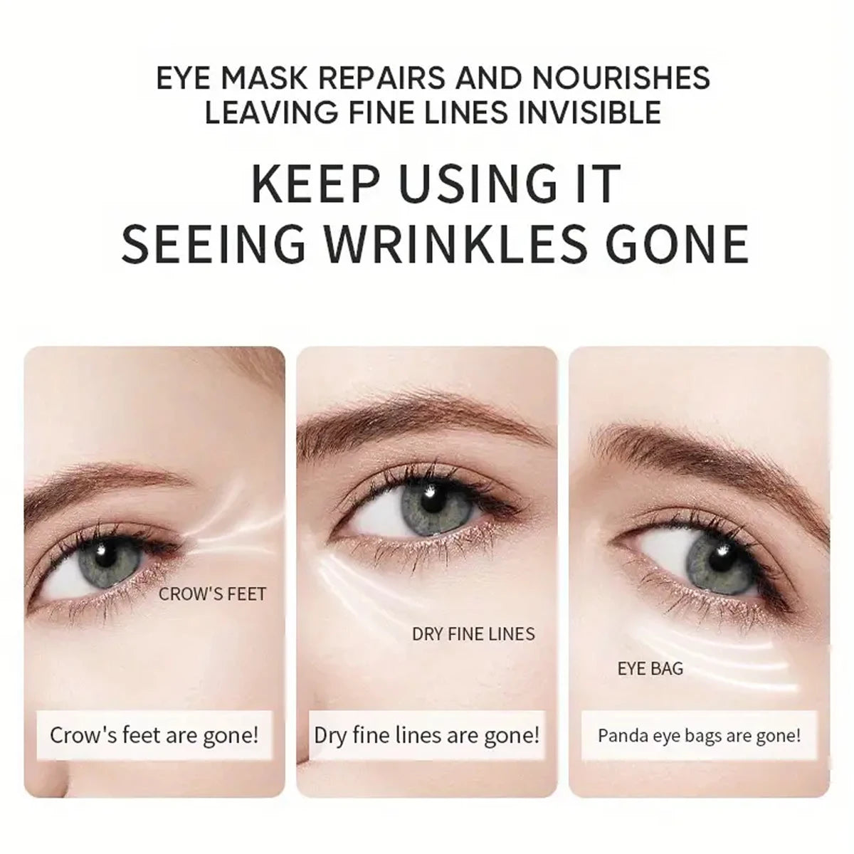 Aloe and collagen firming eye mask on white background