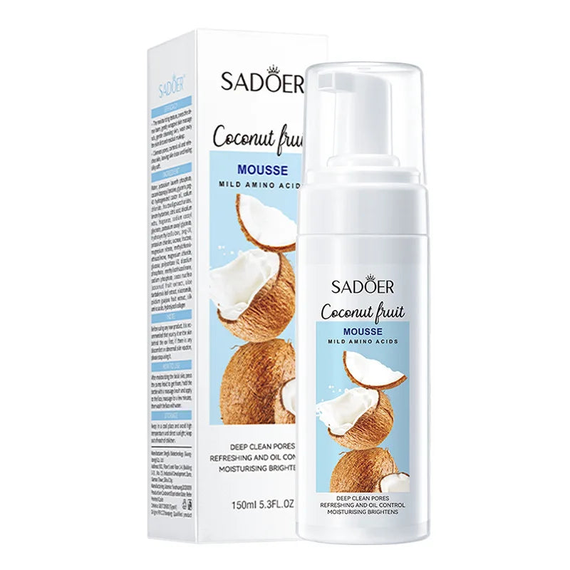 Fruit coconut vitamin C facial foam cleanser bottle for deep cleansing and hydration
